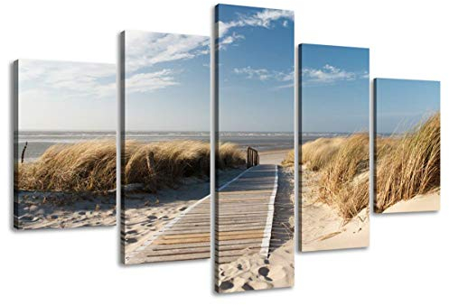 Visario 5517 Bilder auf Leinwand Bild 160 x 80 cm Ostsee Nordsee Natur fünfteilig