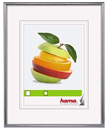 Hama Kunststoff-Bilderrahmen Dekor Sevilla (Rahmengröße 60 x 80 cm mit 13 mm x 20 mm Rand, für EIN Foto 40 x 60 cm) Silber matt