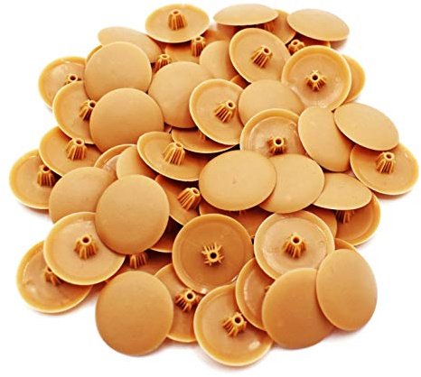Snap-On Bifix Cover Caps to Use with Phillips Ph2 & Pozidrive Pz2 Pozi Screws - Pack of 50 Biffix Covers : Honeymaple Brown
