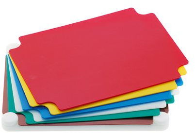 Louis Tellier - Lot de 6 Planches à Découper 400 x 300 x 3 mm – Couleurs HACCP avec Support – Anti-Contamination pour Cuisine Professionnelle et Domestique