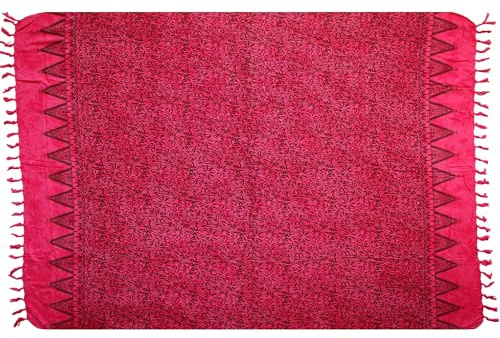 Wogeka Sarong – Blickdichtes luftiges Strandtuch in Rot Pink für Damen & Herren als Pareo Wickelrock Cover Up Strandkleid Loop Wrap für den Strand 09