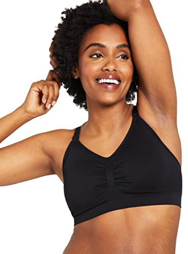 Motherhood Maternity Women’s Wireless Clip Down Seamless Nursing Bra for Breastfeeding, Black, Large