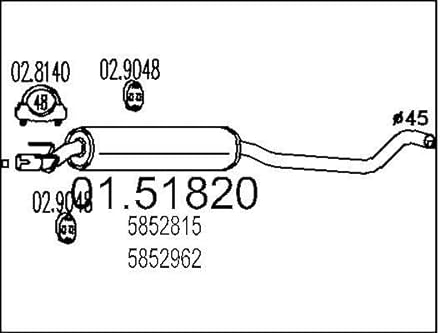 MTS 01.51820 Mittelschalldämpfer Kompatibel mit OPEL Corsa B Schrägheck S93