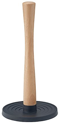 Stelton Küchenrollenhalter ROLL-IT - Stehender Rollenhalter - Holzschaft, Kunststoffsockel, rutschfest - Hergestellt aus hochwertigem Gummiholz & Silikon - Modernes skandinavisches Design - Schwarz