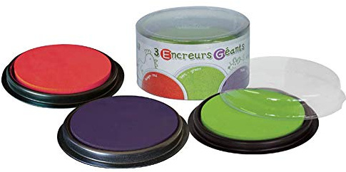 Créa Lign – Cl85 – Stempel zum Bedrucken, 3 große Stempelkissen, rund, Grün/Rot/Violett