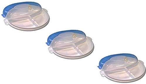 3-teiliges Mikrowellenteller-Set mit Deckel zum Erhitzen, Einfrieren und Portionieren von Speisen, Spülmaschinengeeignet, Lebensmittelecht, Transparent/Weiß + 4tlg. Vorratsdosen Set …