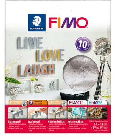 STAEDTLER 8781-81 - Fimo Blattmetall, 10 Blatt im Kartonkuvert, silber