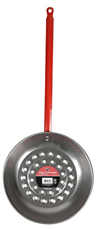 Ruecab 1177 – Sartén para castañas fabricada en metal gris de 5 x 28,5 x 58,5 cm