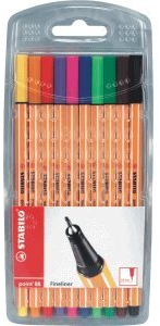 STABILO point 88 schwarz, blau, grün, grau, rot, gelb Filzstift – Stifte (schwarz, blau, grün, grau, orange, rot, lila, gelb, Mehrfarbig, Orange)