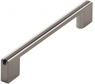 SIRO Möbelgriff + Einlage Claustal-Zellerfeld, Modern, Design, Druckguss - Kunststoff vernickelt feingeschliffen schwarz, 168 mm x 28 mm x 10 mm, LA 128 und 160 mm, 2170-168ZN21A3