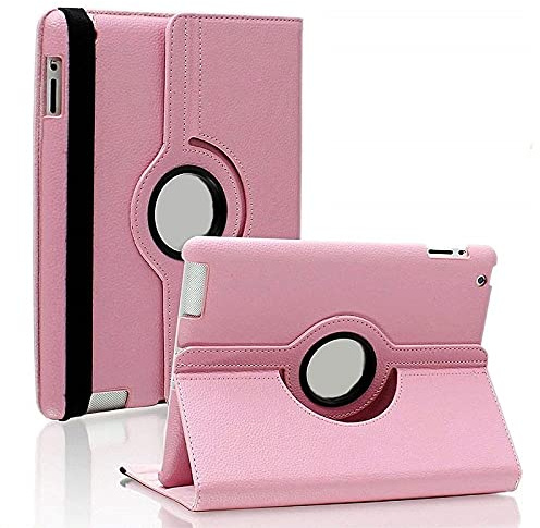 Phonillico® Coque Rotative 360° Rose pour iPad 5e génération / 6e génération/Air 2 - Coque Housse Etui Protection Rotation 360 Degres Fonction Portrait Paysage