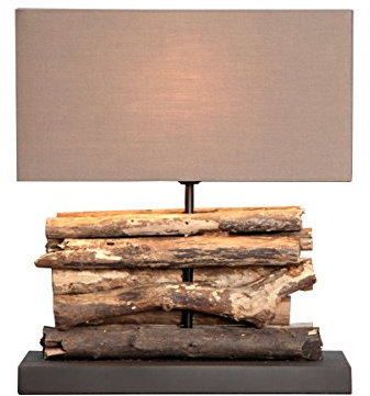 levandeo Lampe Tischlampe/Tischleuchte aus recyceltem Holz - Design Holzlampe Treibholz 35x15cm 40cm hoch - Jede Lampe ein Unikat naturbelassenes Massivholz