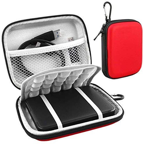 Lacdo Fundas para Disco Duro Externos para Western Digital WD Elements, WD My Passport, WD My Passport para Mac Ultra HDD EVA 1TB 2TB 3TB 4TB 5TB 2.5 Funda Impermeable Portátil Estuche rígido, Rojo