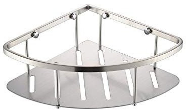 Konhard CS005 Wall Mounted Stainless Steel Bathroom Shower Corner Caddy Rust Proof, Brushed Steel