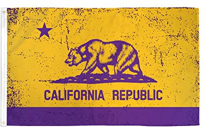 AZ FLAG - Flagge Kalifornien Violett Und Gold - 150x90 cm - Kalifornische Bundesstaat Fahne 100% Polyester mit Messing-Ösen - 110g