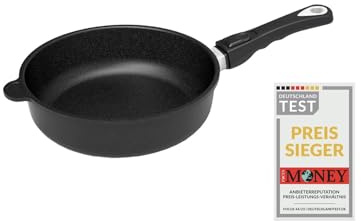 AMT Gastroguss Bratpfanne, 24 cm Ø, 7 cm hoch, Schmorpfanne, fester Stiel, induktionsgeeignet, Lotan® Antihaft-Veredelung, Gusspfanne (Aluguss), AMZN-I-724