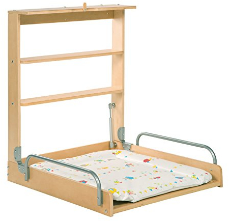 roba Wandwickelregal klappbar - Wandwickeltisch inkl. Wickelunterlage Folie Waldhochzeit - Schnelle Wandmontage - mit Seitenbarriere - Holz natur