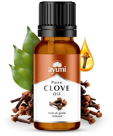 Ayumi Pure Clove Oil, 20 ml | Made from Organic Cloves | Clove Oil for Toothache Pain Relief | 100% Pure Essential Oil Diffuser for Aromatherapy | Essential Oil for Haircare, Skincare & Soap Making