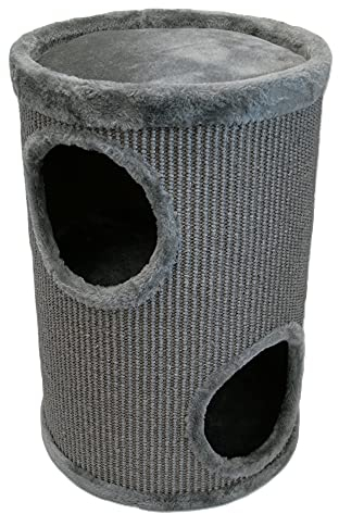 Bontoy Kratztonne Buddy in grau I 36 cm x 55 cm I mit weichem Liegebett I Zwei Höhlen