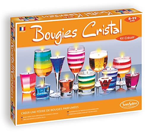 Sentosphère 3900796 Kreativkit Kristallkerzen, Bastelset für Kinder, DIY Kerzen
