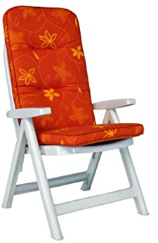ANGERER Stuhlauflage hoch Terra geblümt | Hochlehnerauflage, Auflage für Gartenmöbel, mit Bändern, dicke Füllung aus Schaumstoff mit Vliesummantelung, Made in Germany