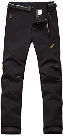 Emansmoer Pantalon Softshell doublé en Polaire pour Homme Coupe-Vent Imperméable Fonctionnel Sport de Plein air Camping Randonnée Trekking