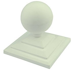 Linic UK Made Sphere Top Fence Finial x 4 & 4 x 3 Fence Post Cap. Rot Proof, UK Made. (GT0060) Free UK Delivery (White)