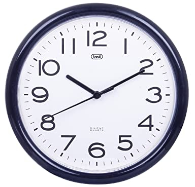 Trevi OM 3301 Orologio da Parete Silenzioso 24cm, Movimento Continuo SWEEP Senza Tic-Tac, Design Moderno e Minimalista, Ideale per Casa e Ufficio, Funzionamento con Batteria AA, Nero