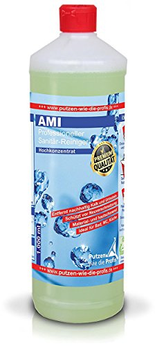 Putzen wie die Profis – AMI Sanitärreiniger 1000 ml mit Dosieraufsatz - Anti-Kalkreiniger für Bad, WC & Küche - hochkonzentriert, tierversuchsfrei & ökologisch abbaubar - entfernt Kalk & Urinstein