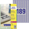 AVERY Zweckform L6008-20 Typenschild Folienetiketten (3.780 Aufkleber, 25,4x10mm auf A4, stark selbstklebend, strapazierfähig, wetterfest, bedruckbare Klebefolie, blanko) 20 Blatt, silber