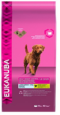 Eukanuba Weight Control Large Breed fettarmes Trockenfutter (mit Huhn zur Gewichtskontrolle bei Hunden, Premiumfutter für große Rassen), 12 kg Beutel