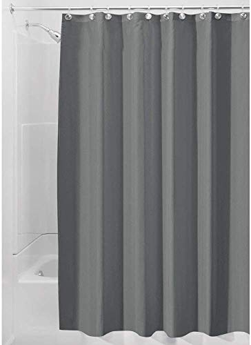 iDesign rideau de douche, rideau douche en polyester imperméable avec ourlet renforcé, rideau de bain lavable de taille 180,0 cm x 200,0 cm, gris foncé, Dunkelgrau
