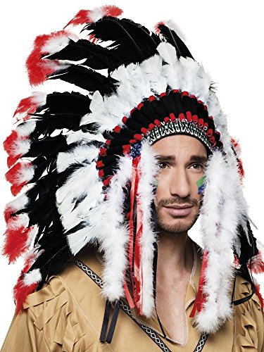 Boland - Indianer Kopfschmuck Apache | Haarschmuck mit Federn für Western Kostüm, Karneval und Mottoparty, Häuptling