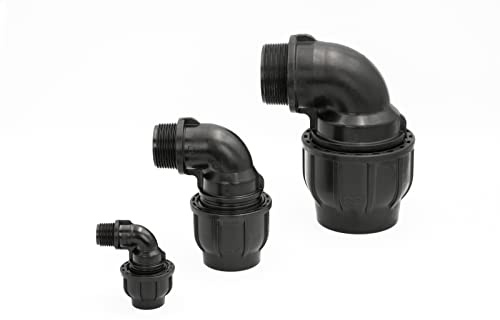 Gebo 13096306 PE Rohr Winkel Bogen Verschraubung Klemmverschraubung 90 Grad 63 mm x 2 Zoll Aussengewinde