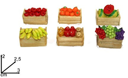 accessori per presepe , cassette della frutta - set formato da 6 pezzi . 1 sacchetto chiuso
