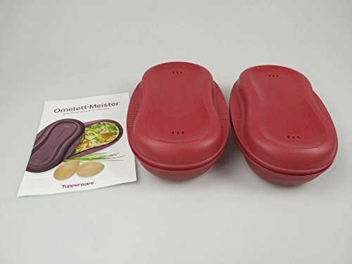 TUPPERWARE Mikrowelle 430ml Omlett-Meister Rot (2) Rezeptheft Micro Mikro