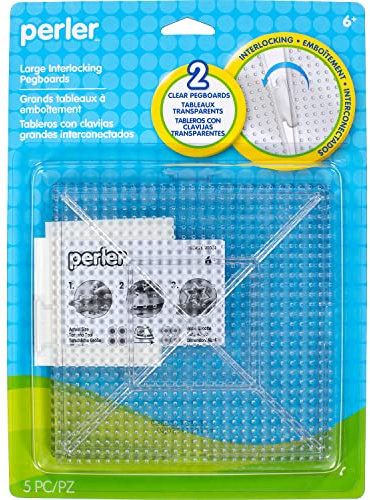 Perler Perler - Tableros de clavijas (2 unidades), cuadrados grandes, transparentes, otros, multicolor