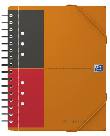 Oxford Meetingbook International A5, linjerad, 160 sidor, med gummimapp och 3 infällbara klaffar