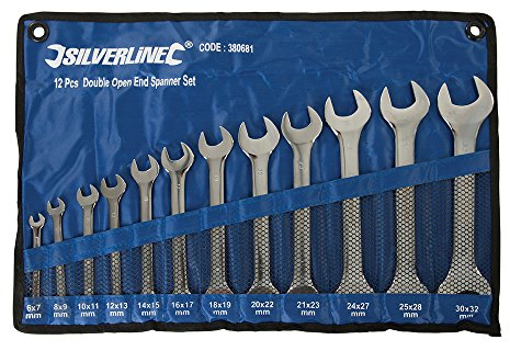 Silverline Tools 380681 - Juego de llaves planas fijas, 12 pzas (6-32 mm)