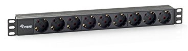 Equip Steckdosenleiste 19(1He) 9Fach Schukon, 1, 8m Kabel Blac