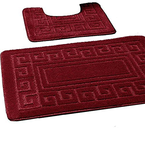 EDS rutschfeste Badematte im griechischen Stil, Bademattenset 2-teilig, enthält 1 Badematte (50 x 80 cm) und einen WC-Vorleger (50 x 40 cm)