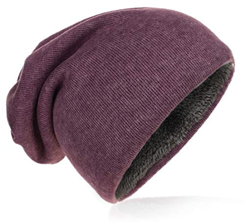 Miobo Kinder Jersey Slouch Beanie Long warme Mütze Unisex UnifarbeTrend Winter GBMU-Violett-M