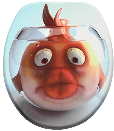 Sanilo WC Sitz ohne Absenkautomatik, hochwertiger Toilettendeckel, einfache Montage, stabile Scharniere, Goldfisch