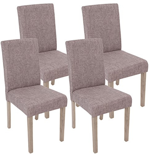 Mendler 4er-Set Stuhl Littau - grau, Beine Struktur - Eiche | Esszimmerstuhl, Küchenstuhl, Textil