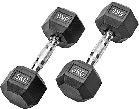Bad Company Gummierte Hexagon Studio Hanteln schwarz I Kurzhanteln gummiert für Aerobic, Gymnastik und Fitness