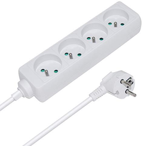 Waytex 52112 Multiprise électrique avec câble 4 prises 1,5 m Blanc