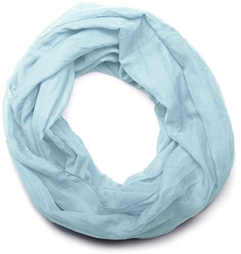 styleBREAKER Lätt vanlig loop tubhalsduk | sommarhalsduk av flödande material | silkeslen halsduk för kvinnor och män | mjuk, luftig och trendig | 77 x 46 cm, Ljusblå, En Storlek