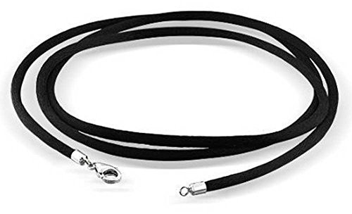 kaguyo 2mm Black Silk Cord Chain Necklace Thin Soft Rope with Sterling Silver Clasp 14 ;16, 18, 20, 24,26. 28. 3032 Inch Jewelry Gift For Men Women Girl Boy (22 IN)