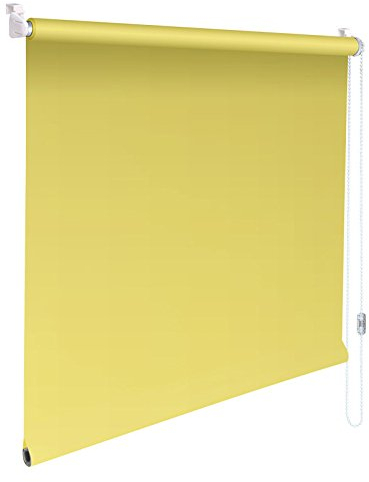 Sonnenschutz-HH - Mini-Rollo Minirollo Klemmfix Klemmrollo Kettenzugrollo Breite x Höhe STOFFMAß 130x210 cm - 130 x 210 cm – GELB Sichtschutzrollo Sichtschutz-Rollo Fensterrollo Easy&Fix montiert Seitenzugrollo inkl. Klemmträger/Klemmhalter