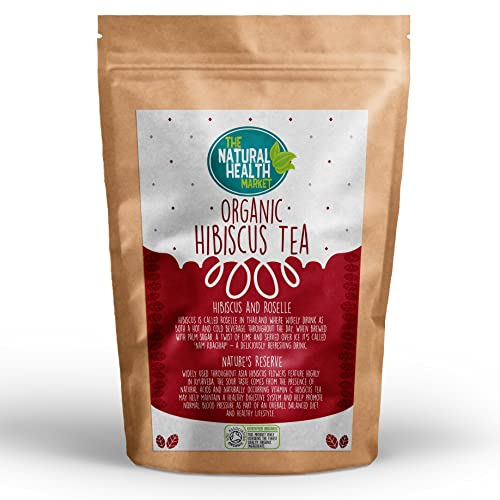 Organic Hibiscus Tea Bags 20 Count – Compostable Pyramid Bags – Soil Association Certified – Natural Hibiscus Powder – Made in Britain by The Natural Health Market